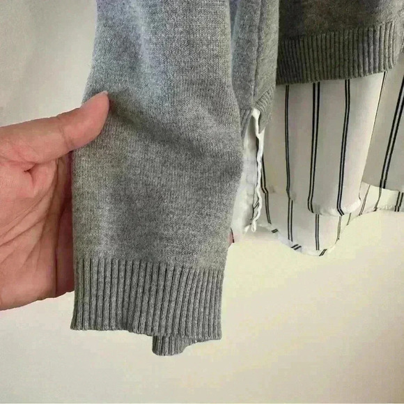 Adrianna‎ Papell Sweater Women's Large Layered V-Neck Grey Ivory Formal Casual - Picture 11 of 15